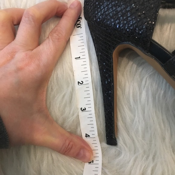 Aldo black sparkle peep toe zippered heels - Picture 5 of 8